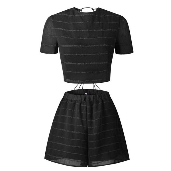 ΝΕΟ καλοκαιρινό  σετ  δύο τεμαχίων - σορτς με ψηλή μέση και μπλούζα με κοντό μανίκι σε δύο χρώματα