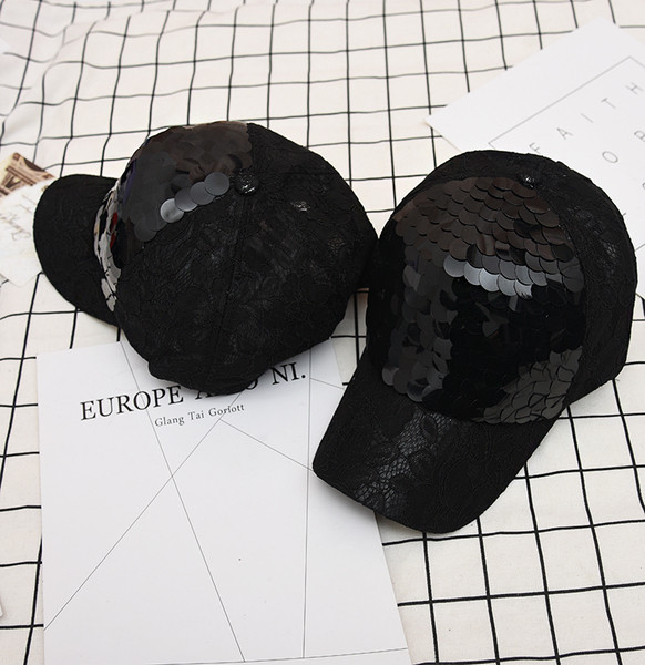 Palarie sport de dama cu paiete de culoare neagra