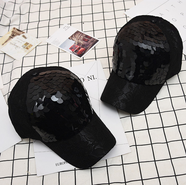 Palarie sport de dama cu paiete de culoare neagra