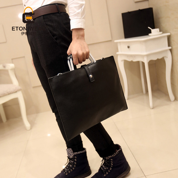 Geanta business barbati din piele ecologica de culoare neagra