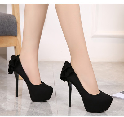 Pantofi moderni de dama cu toc inalt si panglica peste toc in mai multe culori