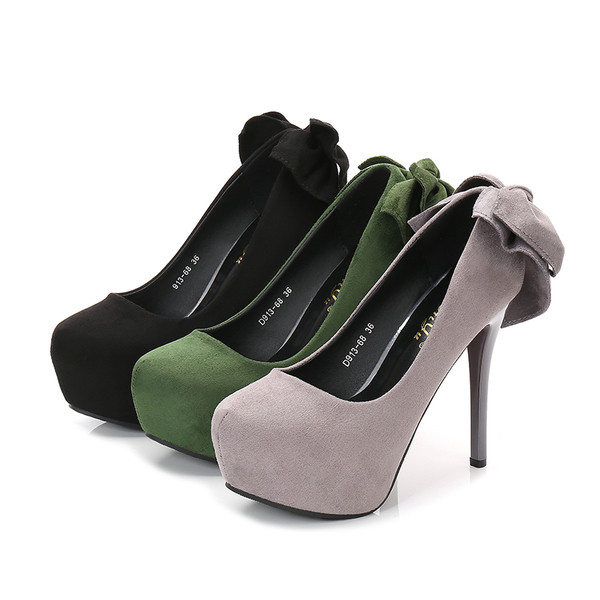 Pantofi moderni de dama cu toc inalt si panglica peste toc in mai multe culori