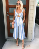 Salopeta de dama pentru vara in dungi in patru culori