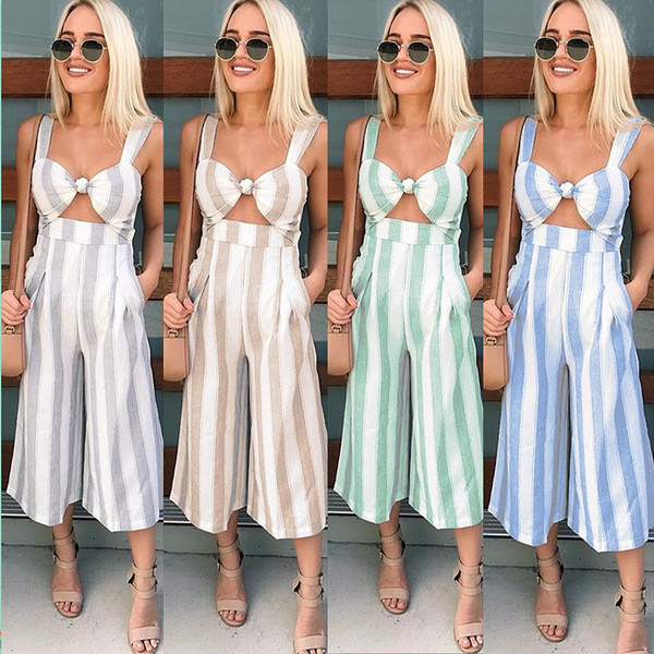 Salopeta de dama pentru vara in dungi in patru culori