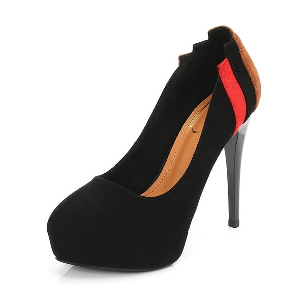 Pantofi de dama din piele intoarsa cu toc inalt