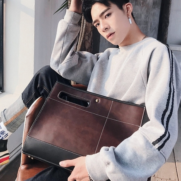 Geantă modernă pentru bărbați în maro și negru