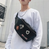 Geanta de barbati mica cu aplicatii in negru