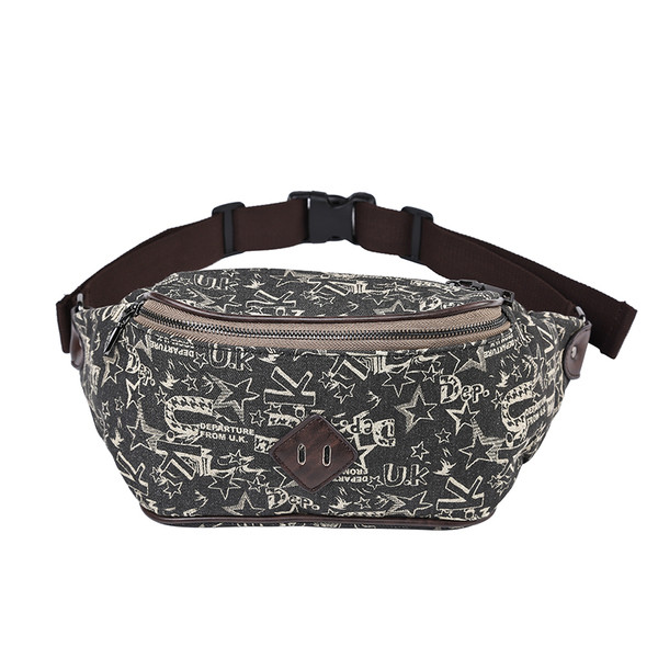 Geanta barbati de culoare neagra cu decor alb