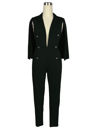 Salopeta eleganta de dama cu decolteu in V adanc si nasturi decorativi in sase culori