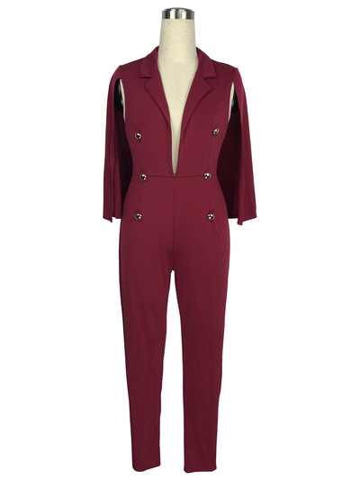 Salopeta eleganta de dama cu decolteu in V adanc si nasturi decorativi in sase culori