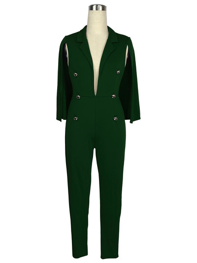 Salopeta eleganta de dama cu decolteu in V adanc si nasturi decorativi in sase culori