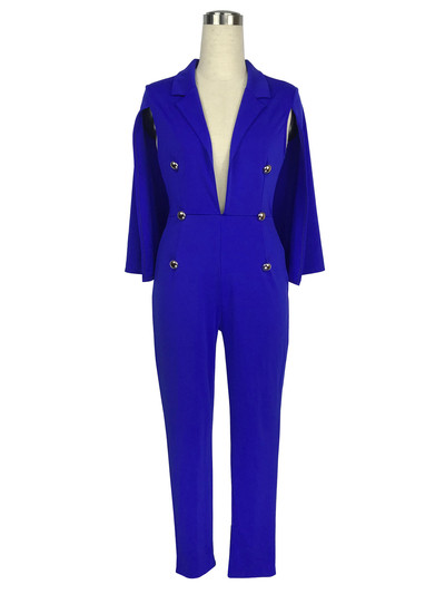 Salopeta eleganta de dama cu decolteu in V adanc si nasturi decorativi in sase culori