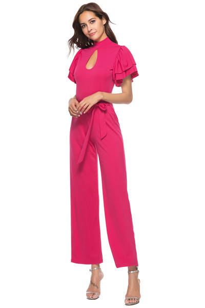 Salopetă lungă de damă cu mâneci scurte în trei culori