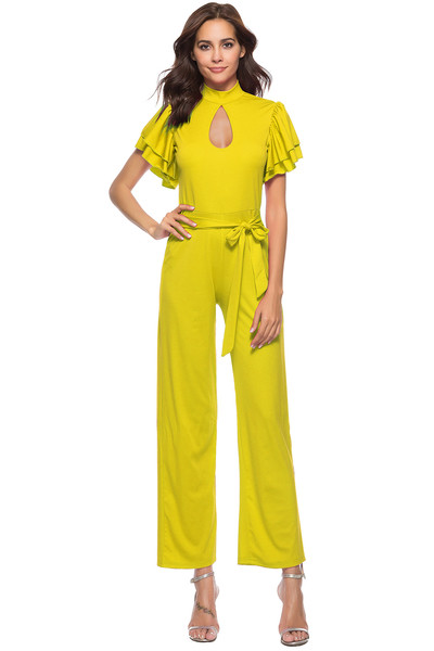 Salopetă lungă de damă cu mâneci scurte în trei culori