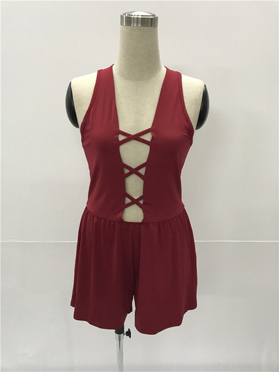 Salopeta scurta de dama pentru vara cu decolteu adanc in doua culori