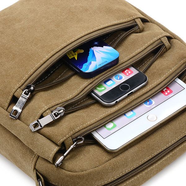 Casual ανδρική τσάντα με εξωτερικές τσέπες σε διαφορετικά χρώματα