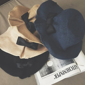 Pălărie de vară de damă cu decor panglică pe spate în două culori