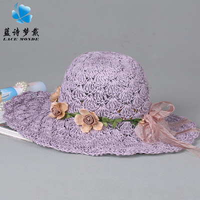 Palarie de plaja dama cu elemente florale in mai multe culori