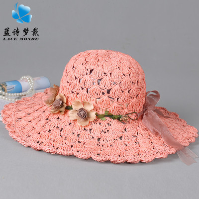 Palarie de plaja dama cu elemente florale in mai multe culori