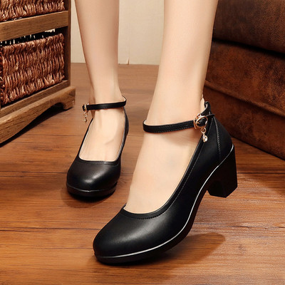 Pantofi de dama de primavara-toamna cu toc gros