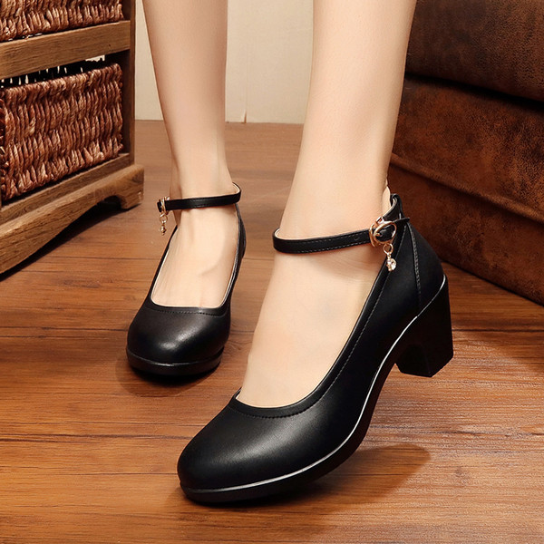 Pantofi de dama de primavara-toamna cu toc gros