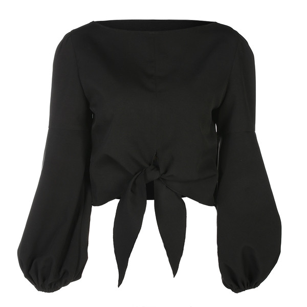 ΝΕΑ κομψή μπλούζα με μακριά μανίκια σε μαύρο χρώμα