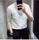 Cămașă bărbați în dungi cu mâneci 3/4 în mai multe culori