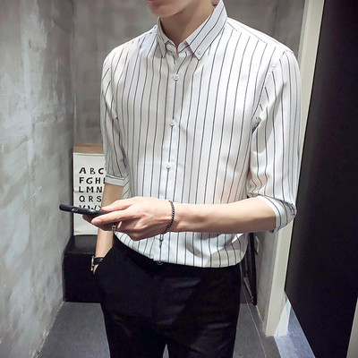 Cămașă bărbați în dungi cu mâneci 3/4 în mai multe culori