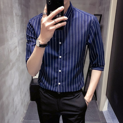 Cămașă bărbați în dungi cu mâneci 3/4 în mai multe culori