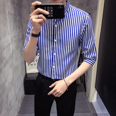 Cămașă bărbați în dungi cu mâneci 3/4 în mai multe culori