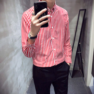 Cămașă bărbați în dungi cu mâneci 3/4 în mai multe culori