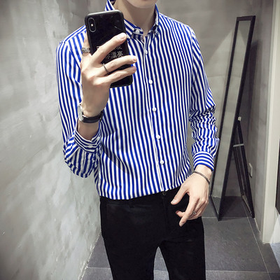 Cămașă bărbați în dungi cu mâneci 3/4 în mai multe culori