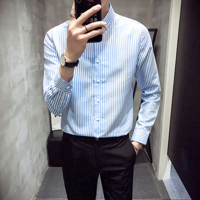 Cămașă bărbați în dungi cu mâneci 3/4 în mai multe culori