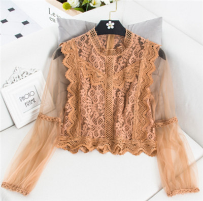 NOU cămașă modernă de damă cu dantelă și mâneci transparente în 5 culori