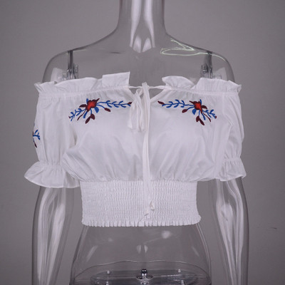 Cămașă casual de damă pentru vară cu broderie în două culori