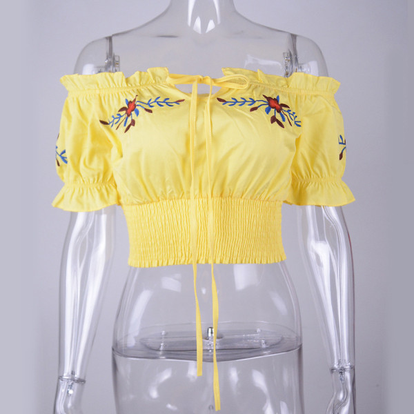 Cămașă casual de damă pentru vară cu broderie în două culori