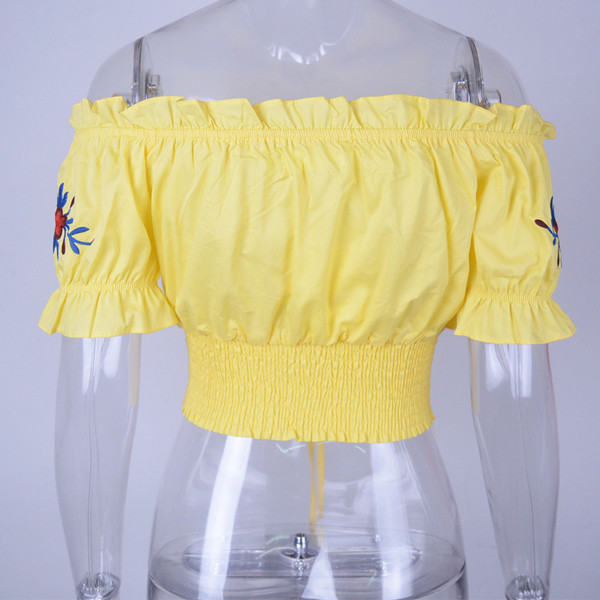 Cămașă casual de damă pentru vară cu broderie în două culori