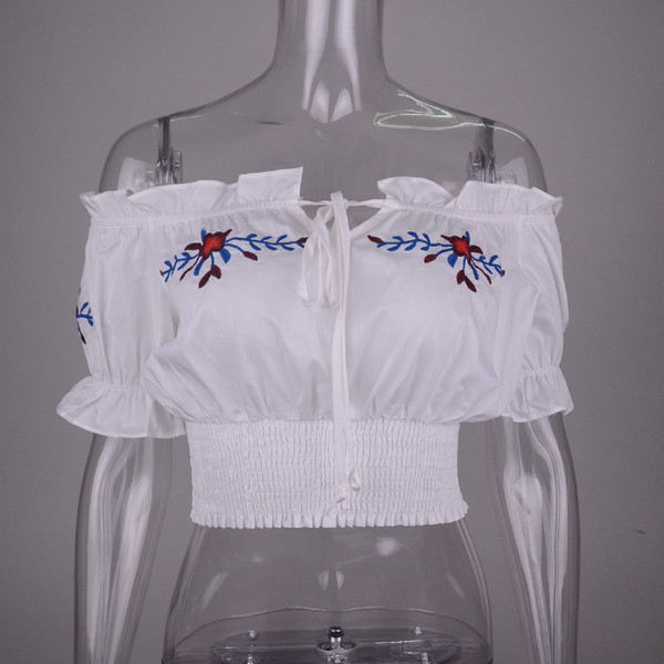 Cămașă casual de damă pentru vară cu broderie în două culori