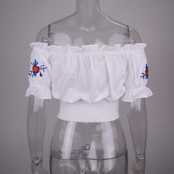 Cămașă casual de damă pentru vară cu broderie în două culori