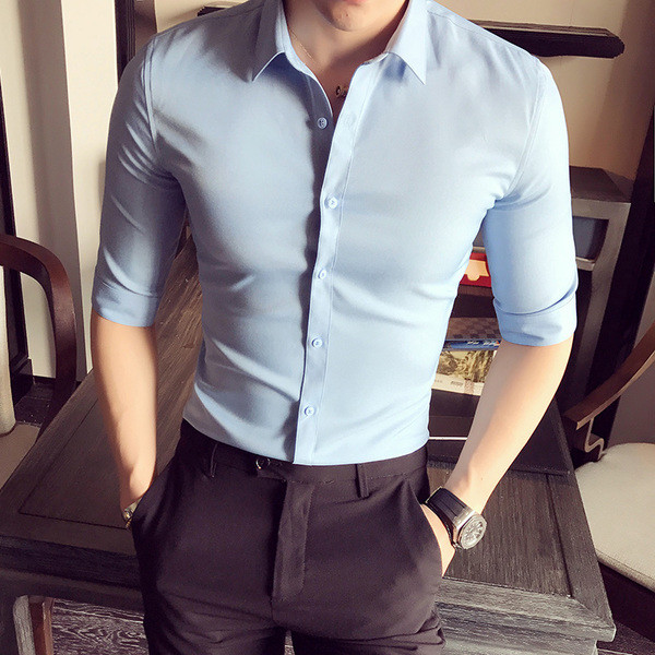 Cămașă elegantă pentru bărbați, subțire, în mai multe culori