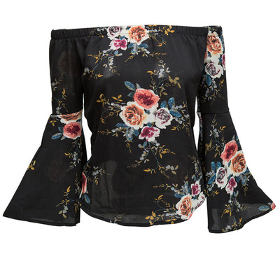 Cămașă de damă NOUĂ cu umerii căzuți cu motive florale în trei culori