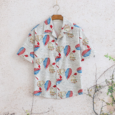 Cămașă modernă de vară pentru bărbați cu motive florale în două modele