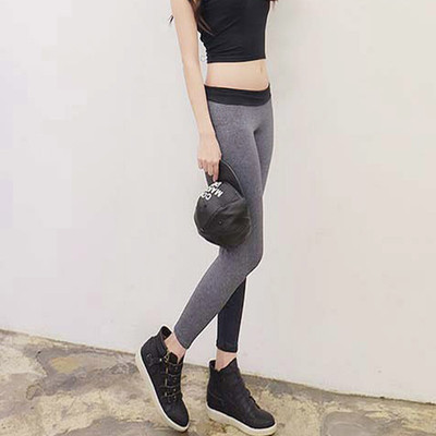 Jambiere bicolore de zi cu zi pentru femei, cu talie înaltă