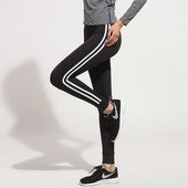 Jambiere sport de damă în negru cu margine albă