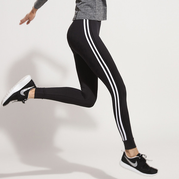 Jambiere sport de damă în negru cu margine albă