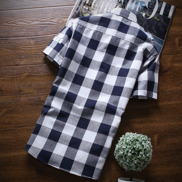 Cămașă bărbați în carouri cu inscripție în două culori