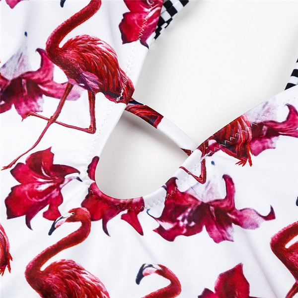 Costum de baie complet pentru femei cu decor flamingo