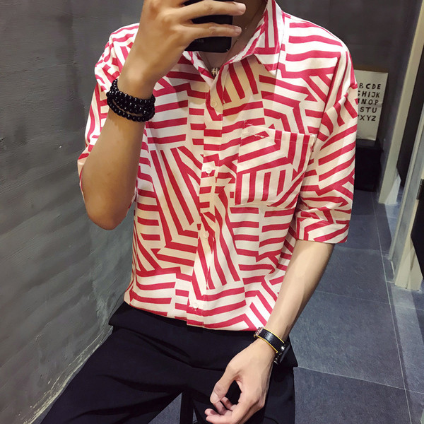 Cămașă modernă pentru bărbați cu mâneci 3/4 în două culori