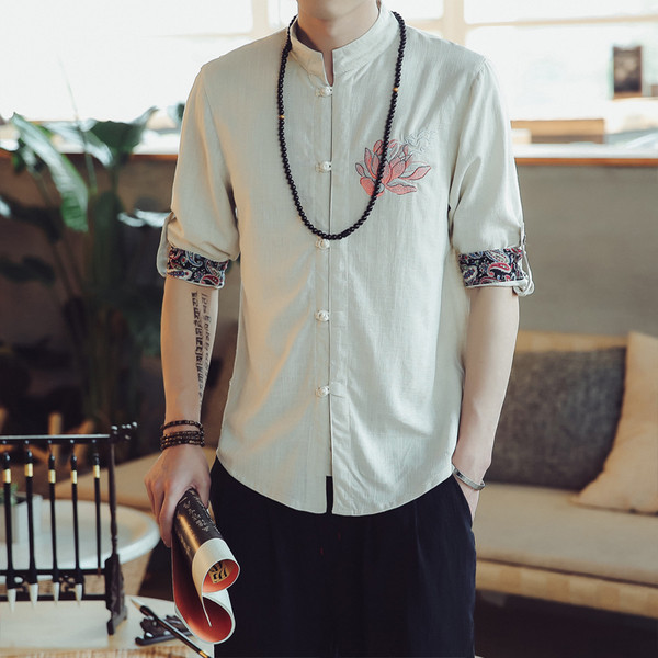 Cămașă modernă subțire pentru bărbați cu motive florale în diferite modele