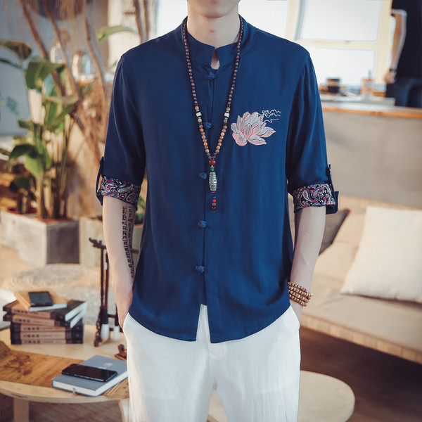 Cămașă modernă subțire pentru bărbați cu motive florale în diferite modele